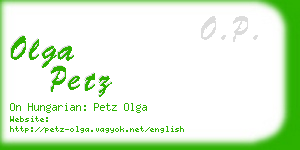 olga petz business card